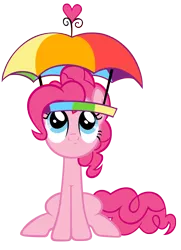 Size: 3000x4140 | Tagged: safe, artist:are-you-jealous, derpibooru import, pinkie pie, earth pony, pony, feeling pinkie keen, hat, looking up, rainbow hat, simple background, solo, transparent background, umbrella hat, vector