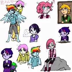 Size: 800x800 | Tagged: applejack, applejack (male), artist:ladydarthorn, barb, bubble berry, butterscotch, derpibooru import, dialogue, dusk shine, elusive, fluttershy, horned humanization, humanized, mane seven, pinkie pie, pony coloring, rainbow blitz, rainbow dash, rarity, rule 63, safe, spike, twilight sparkle, winged humanization