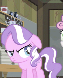 Size: 453x558 | Tagged: safe, derpibooru import, screencap, diamond tiara, sweetie belle, ponyville confidential, animated, cropped, floppy ears, loop, offscreen character, raspberry, solo focus, tongue out