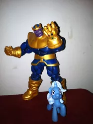 Size: 968x1296 | Tagged: artist:the-strongest-majin, avengers, crossover, derpibooru import, infinity gauntlet, infinity gems, irl, marvel, photo, safe, thanos, toy, trixie