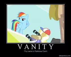 Size: 600x480 | Tagged: demotivational poster, derpibooru import, long shot, mare do well, meme, press pass, press release (character), rainbow dash, safe, screencap, snappy scoop, the mysterious mare do well