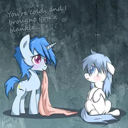 Size: 900x900 | Tagged: safe, artist:celine-artnsfw, derpibooru import, oc, oc:pencil point, unofficial characters only, pegasus, pony, unicorn, blanket, mouth hold