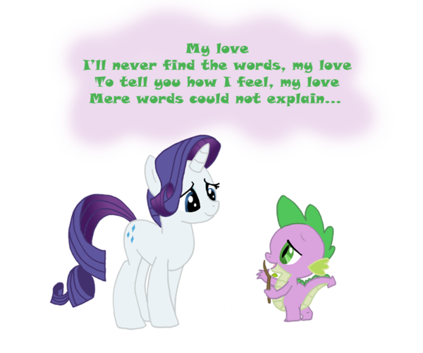 Size: 600x501 | Tagged: safe, artist:queencold, derpibooru import, rarity, spike, female, male, shipping, simple background, singing, song, sparity, straight, transparent background