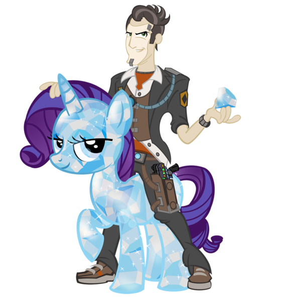 Size: 1000x1000 | Tagged: safe, artist:pixelkitties, derpibooru import, rarity, crystal pony, pony, unicorn, borderlands, borderlands 2, butt stallion, crystal rarity, female, handsome jack, hilarious in hindsight, mare, simple background, transparent background