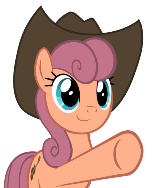 Size: 790x920 | Tagged: safe, artist:aggressively pastel, derpibooru import, wildwood flower, earth pony, pony, the last roundup, background pony, cowboy hat, female, hat, hooves, mare, perspective, pointing, simple background, svg, transparent background, underhoof, vector