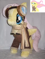 Size: 2576x3380 | Tagged: artist:munchforlunch, aviator, clothes, derpibooru import, fluttershy, goggles, high res, irl, jacket, photo, plushie, safe, solo