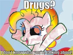 Size: 900x678 | Tagged: artist:pronzoc, derpibooru import, drugs, image macro, junkie pie, pinkie pie, safe