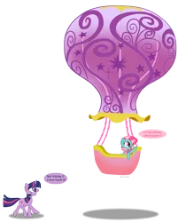 Size: 2176x2700 | Tagged: artist:mlpazureglow, balloon, derpibooru import, g3, g3 to g4, generation leap, high res, hot air balloon, minty, oh minty minty minty, safe, this will not end well, twilight sparkle, twinkling balloon