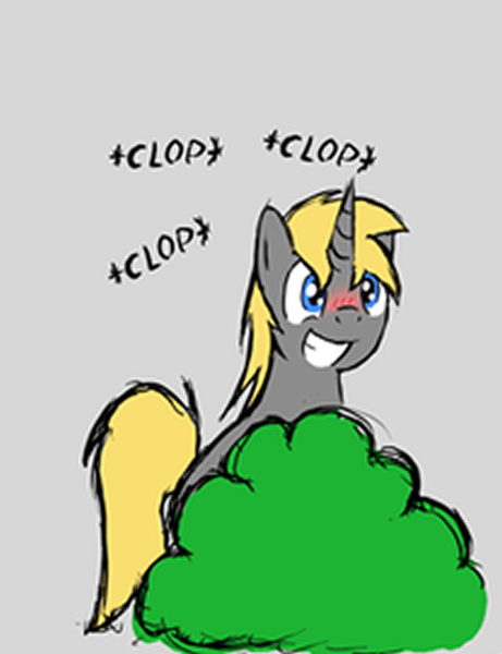 Size: 532x692 | Tagged: questionable, artist:derpysjunk, derpibooru import, oc, unofficial characters only, pony, unicorn, blushing, bush, clopping, explicit source, implied masturbation, not porn, solo