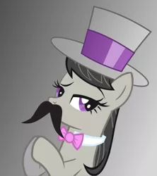 Size: 843x948 | Tagged: artist:theonewiththeoctaves, derpibooru import, edit, editor:detective pinkie d. pie, hat, moustache, octavia melody, safe, silly, solo, stachetavia, top hat