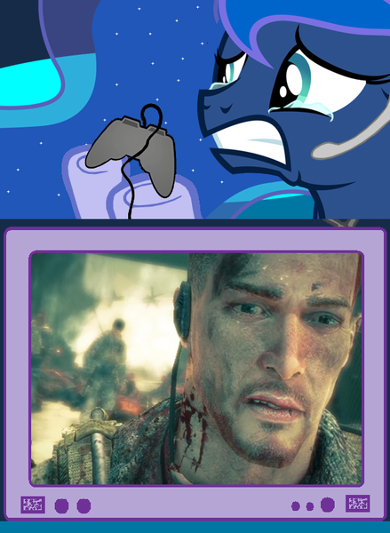 Size: 563x769 | Tagged: safe, derpibooru import, princess luna, pony, gamer luna, alphanso adams, crying, do you feel like a hero yet?, exploitable meme, gamer meme, john lugo, martin walker, meme, obligatory pony, sad, spec ops: the line, tv meme, white phosphorus