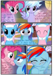 Size: 1741x2500 | Tagged: aloe, artist:pyruvate, blushing, cloudchaser, comic, comic:the usual, derpibooru import, lotus blossom, pinkie pie, rainbow dash, safe, spa twins