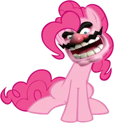 Size: 1024x1102 | Tagged: artist:mast3rlinkx, derpibooru import, pinkie pie, safe, super mario bros., this isn't even my final form, wario, wat