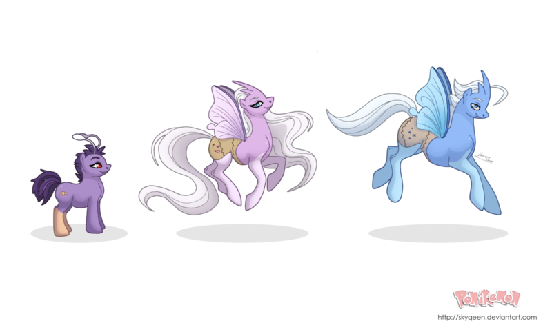 Size: 1600x956 | Tagged: safe, artist:almairis, derpibooru import, ponified, butterfly pony, venomoth, venonat, butterfly wings, evolution chart, family, female, filly, foal, male, mare, pokémon, ponymon, shiny, shiny pokémon, simple background, socks (coat marking), stallion, transparent background, trio