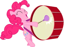 Size: 10054x7406 | Tagged: safe, artist:emedina13, derpibooru import, pinkie pie, pony, a friend in deed, absurd resolution, bipedal, drums, happy, simple background, transparent background, vector