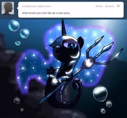 Size: 650x600 | Tagged: artist:alfa995, ask, dead source, derpibooru import, nightmare moon, safe, sea pony, tumblr, underwater