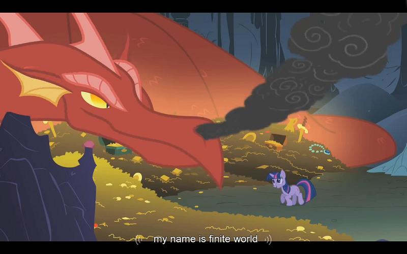 Size: 1024x640 | Tagged: safe, derpibooru import, screencap, basil, twilight sparkle, dragon, dragonshy, finite world, twilight alias, youtube caption