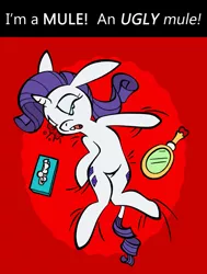 Size: 613x812 | Tagged: artist:toonbat, crying, derpibooru import, mirror, mule, rarity, safe, species swap