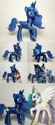 Size: 800x1800 | Tagged: safe, artist:oak23, derpibooru import, nightmare moon, pipsqueak, princess celestia, princess luna, pony, brushable, custom, irl, photo, skippy, skippy the moonrock, toy, woona