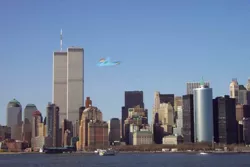 Size: 768x512 | Tagged: 9/11, boat, building, dark comedy, derpibooru import, dude not funny, new york city, photo, rainbow dash, safe, sky, skyscraper, terrorism, twin towers, we are going to hell, world trade center