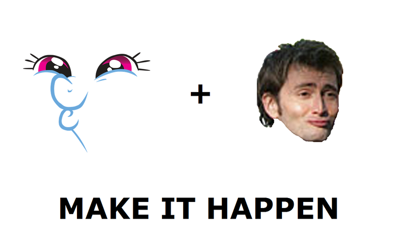 Size: 1337x796 | Tagged: all caps, dashface, david tennant, derpibooru import, doctor who, exploitable meme, make it happen, meme, meta, rainbow dash, safe, tennantface