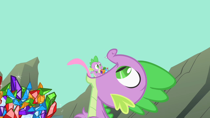 Size: 1280x720 | Tagged: a dog and pony show, artist:capnpea, autocannibalism, cannibalism, derpibooru import, diamonds, edit, edited screencap, fimbriae, safe, screencap, self dragondox, spike, spikeprey, spipred, vore