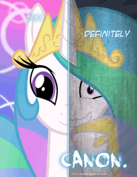 Size: 500x644 | Tagged: animated, artist:tehjadeh, canon, derpibooru import, fanon, pinklestia, princess celestia, princess molestia, princess pinklestia, safe, trollestia, two sided posters