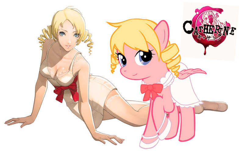 Size: 900x588 | Tagged: artist:naxxluv, breasts, catherine, derpibooru import, human, ponified, suggestive