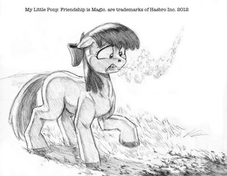 Size: 797x619 | Tagged: apple bloom, artist:baron engel, blood on the floor, derpibooru import, grayscale, monochrome, pencil drawing, safe, traditional art