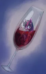 Size: 1204x1920 | Tagged: safe, artist:purplekecleon, derpibooru import, twilight sparkle, pony, alcohol, cup of pony, drink, glass, micro, phone wallpaper, pun, wine, wine glass