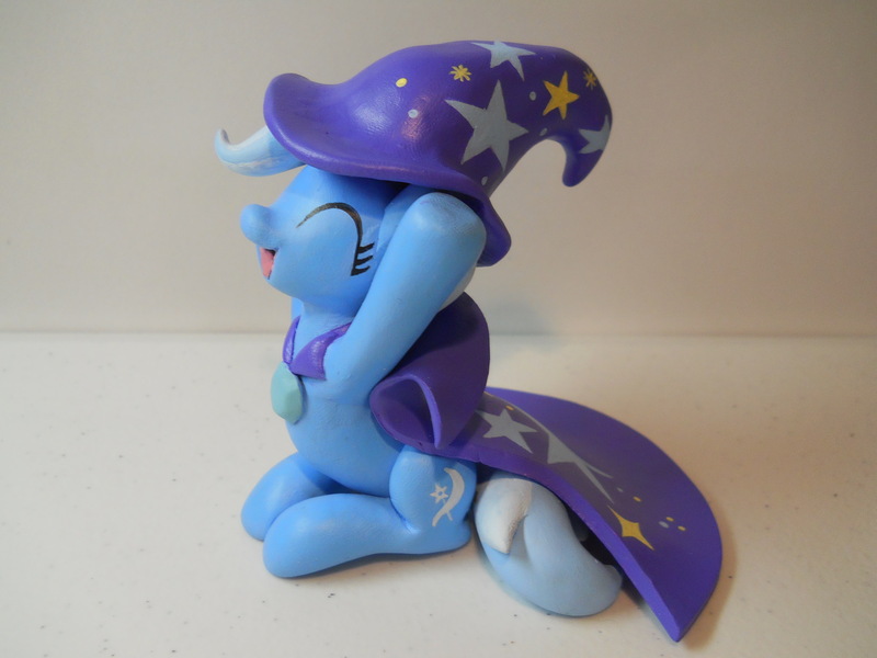 Size: 4320x3240 | Tagged: safe, artist:earthenpony, derpibooru import, trixie, pony, unicorn, female, happy, irl, mare, photo, sculpture, sitting, solo, toy