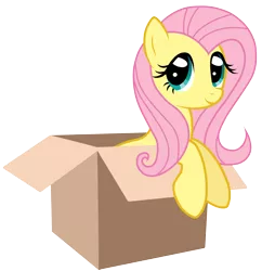 Size: 4843x5000 | Tagged: safe, artist:jennieoo, derpibooru import, fluttershy, pegasus, pony, absurd resolution, box, cute, female, mare, pony in a box, shyabetes, simple background, solo, transparent background, vector