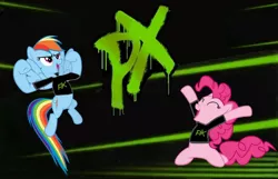 Size: 1000x642 | Tagged: artist:kuren247, custom, derpibooru import, d-generation x, dx, pinkie pie, rainbow dash, safe, wallpaper, wwe