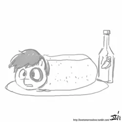 Size: 800x800 | Tagged: artist:johnjoseco, blanket burrito, burrito, derpibooru import, grayscale, monochrome, pipsqueak, safe