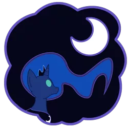 Size: 2500x2500 | Tagged: safe, artist:thedeseasedcow, derpibooru import, princess luna, pony, g4, high res, moon, night, simple background, solo, transparent background