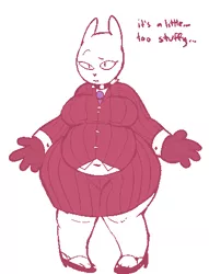 Size: 358x469 | Tagged: anthro, artist:mangneto, breasts, chubby, clothes, derpibooru import, diamond dog, dress, fat, female, femrover, formal, rover, rule 63, safe, sweat, wide hips