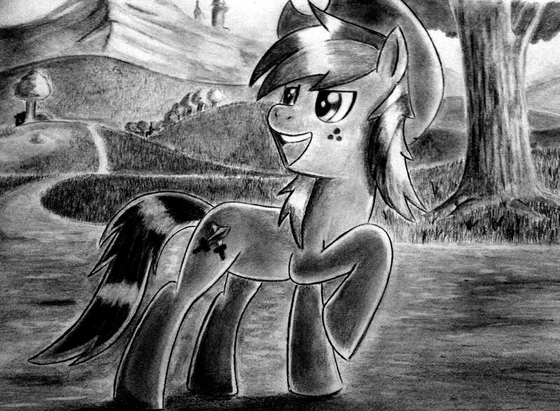 Size: 2048x1506 | Tagged: artist needed, safe, derpibooru import, oc, unofficial characters only, earth pony, pony, male, monochrome, solo, stallion, tree