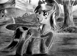 Size: 2048x1506 | Tagged: artist needed, safe, derpibooru import, oc, unofficial characters only, earth pony, pony, male, monochrome, solo, stallion, tree