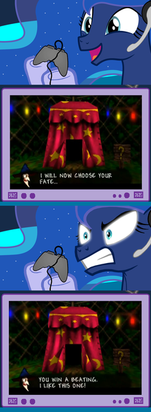 Size: 563x1536 | Tagged: banjo kazooie, banjo tooie, derpibooru import, exploitable meme, gamer luna, gamer meme, gruntilda, meme, obligatory pony, princess luna, safe, tv meme