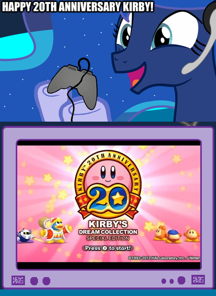 Size: 563x769 | Tagged: safe, derpibooru import, princess luna, pony, gamer luna, exploitable meme, gamer meme, kirby, meme, obligatory pony, tv meme