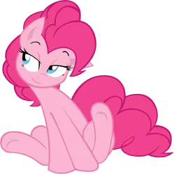 Size: 10000x10060 | Tagged: safe, artist:alexpony, artist:joey darkmeat, derpibooru import, pinkie pie, earth pony, pony, .psd available, absurd resolution, bedroom eyes, female, head tilt, mare, simple background, sitting, smiling, solo, transparent background, underhoof, vector