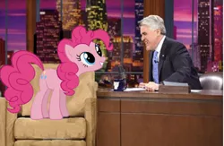 Size: 1000x653 | Tagged: safe, derpibooru import, pinkie pie, human, pony, irl, jay leno, photo, ponies in real life, vector