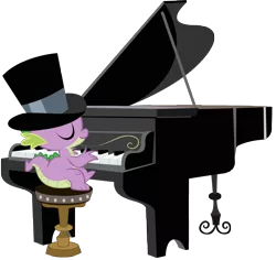 Size: 4031x3804 | Tagged: artist:boneswolbach, derpibooru import, hat, piano, safe, simple background, spike, top hat, transparent background, vector