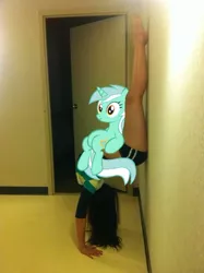 Size: 500x669 | Tagged: safe, derpibooru import, lyra heartstrings, human, pony, backbend, gymnast, irl, meme, photo, ponies in real life, sitting, sitting lyra, stretching, vector