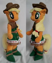 Size: 1024x1240 | Tagged: anthro, anthro plushie, applejack, artist:agatrix, bipedal, clothes, derpibooru import, dress, gala dress, irl, outfit, photo, plushie, safe, solo