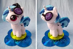 Size: 900x600 | Tagged: safe, artist:sequinjar, derpibooru import, vinyl scratch, pony, unicorn, cd, cutie mark, female, hooves, horn, irl, mare, photo, plushie, solo, sunglasses