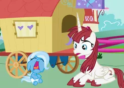 Size: 4500x3200 | Tagged: safe, artist:beavernator, derpibooru import, trixie, oc, oc:fausticorn, pony, baby, baby pony, crying, diaper, filly, foal, lauren faust