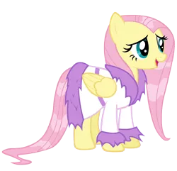 Size: 4154x4000 | Tagged: artist:makintosh91, bathrobe, clothes, derpibooru import, fluttershy, robe, safe, simple background, solo, transparent background, vector, wet mane