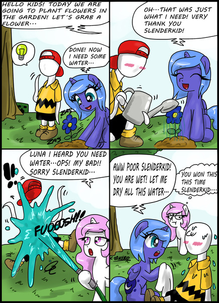 Size: 1919x2644 | Tagged: artist:ciriliko, comic, creeper, derpibooru import, filly, princess celestia, princess luna, s1 luna, safe, slenderman