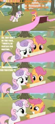 Size: 640x1440 | Tagged: comic, derpibooru import, duo, edit, edited screencap, fabric, lyrics, marshmallow, meme, piano, safe, scootaloo, screencap, screencap comic, sweetie belle, sweetie belle is a marshmallow too, the show stoppers